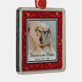 Ornement Carré Argenté Pour toujours dans nos coeurs Rouge Parties scinti (Droite)