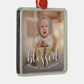 Ornement Carré Argenté Premier Noël du bébé (Droite)