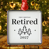 Ornement Carré Argenté Première Noël Retraité Keepsaké Retraite