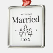 Ornement Carré Argenté Premium Premier Noël Marié Keepsaké Mariage (Gauche)