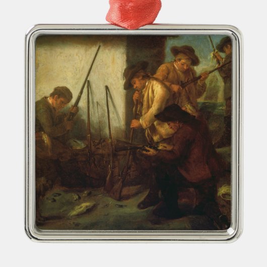 Ornement Carré Argenté Préparant les armes à feu (huile sur la toile) (Devant)