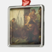 Ornement Carré Argenté Préparant les armes à feu (huile sur la toile) (Gauche)