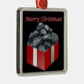 Ornement Carré Argenté Présent de charbon de Joyeux Noël (Droite)