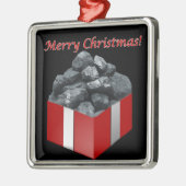 Ornement Carré Argenté Présent de charbon de Joyeux Noël (Gauche)
