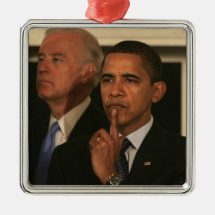 Ornement Carré Argenté Président Barack Obama et vice-président