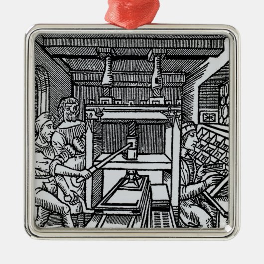 Ornement Carré Argenté Presse typographique (Devant)