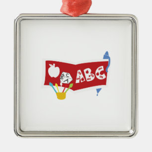 Ornement Carré Argenté Professeur ABC