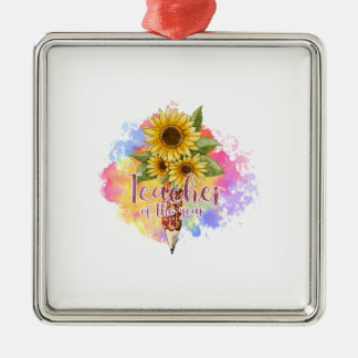 Ornement Carré Argenté Professeur De L'Année