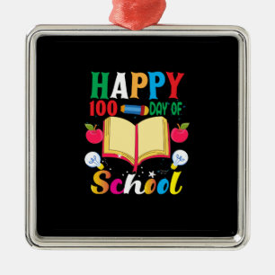 Ornement Carré Argenté Professeur Joyeux 100 Jour De L'École