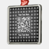 Ornement Carré Argenté Promotional QR code (editable) plus Logo Pattern (Gauche)
