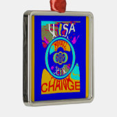 Ornement Carré Argenté Psychedelic Groove : Pop Art Énergie Abstraite (Droite)