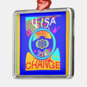 Ornement Carré Argenté Psychedelic Groove : Pop Art Énergie Abstraite (Gauche)