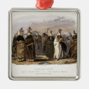 Ornement Carré Argenté Ptihn-Tak-Ochata, danse des femmes de Mandan, plat