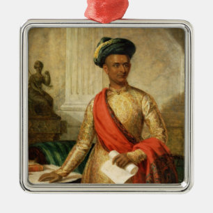 Ornement Carré Argenté Purniya, ministre en chef de Mysore, c.1801 (huile