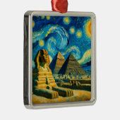 Ornement Carré Argenté Pyramides nocturnes étoilées Sphinx Egypte (Droite)
