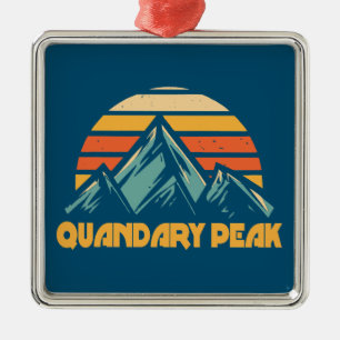 Ornement Carré Argenté Quandary Peak Colorado Retro Turquoise