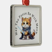 Ornement Carré Argenté Que la Force soit avec Meow (Droite)