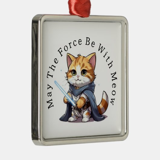 Ornement Carré Argenté Que la Force soit avec Meow (Droite)