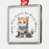Ornement Carré Argenté Que la Force soit avec Meow (Gauche)