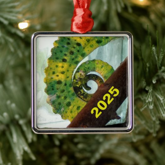 Ornement Carré Argenté Queue de Chameleon (Arbre)