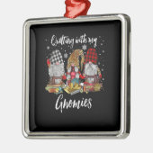 Ornement Carré Argenté Quilter Avec Mes Gnomies Noël Gnomes Holiday (Gauche)
