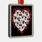 Ornement Carré Argenté RAB Rockabilly Cherries Coeur Empreinte de léopard (Droite)