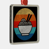 Ornement Carré Argenté Ramen de style rétro (Droite)