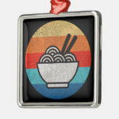 Ornement Carré Argenté Ramen de style rétro (Gauche)