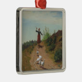 Ornement Carré Argenté Ramener le troupeau d'oies (par Paul Peel) (Droite)