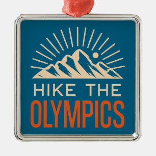 Ornement Carré Argenté Randonnée dans les montagnes olympiques Washington