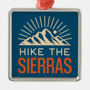 Ornement Carré Argenté Randonnée Dans Les Sierras Californie Sunburst
