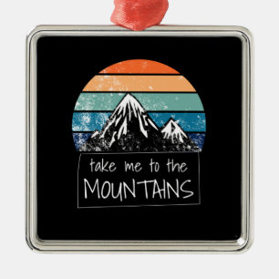 Ornement Carré Argenté Randonnée - Emmenez-Moi Dans Les Montagnes