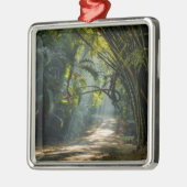 Ornement Carré Argenté Rangées de bambou (Gauche)