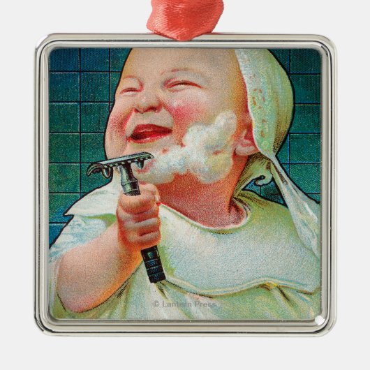 Ornement Carré Argenté Rasoir de sécurité de Gillette - commencez le (Devant)