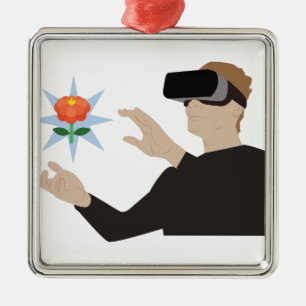 Ornement Carré Argenté Réalité virtuelle
