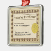 Ornement Carré Argenté Récompense de professeur d'ornement de Noël (Gauche)