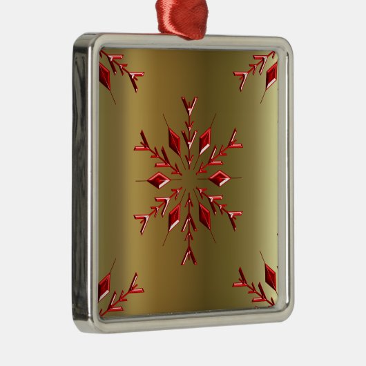Ornement Carré Argenté Red Christmas Stars on Gold (Droite)