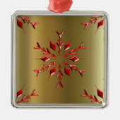Ornement Carré Argenté Red Christmas Stars on Gold (Devant)