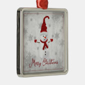 Ornement Carré Argenté Red Cute Snowman (Droite)