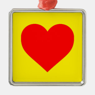 Ornement Carré Argenté Red Heart Heat Pop Art