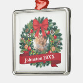Ornement Carré Argenté Red Wreath Christmas  (Gauche)