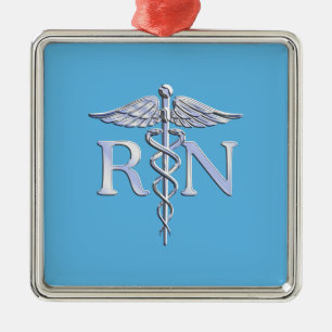 Ornement Carré Argenté Regised Nurse RN