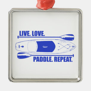 Ornement Carré Argenté Répéter la pagaie d'amour en direct