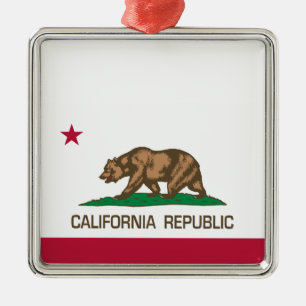 Ornement Carré Argenté République de la Californie (drapeau d'état)