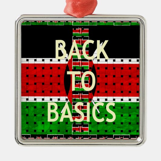 Ornement Carré Argenté Retour aux bases : Kenya Drapeau Thème de la cultu (Devant)