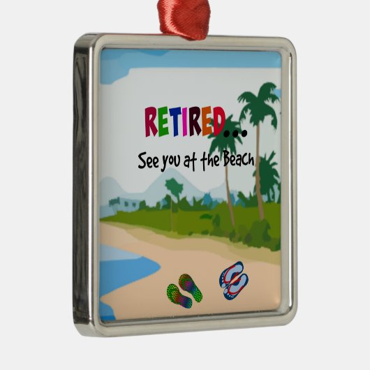 Ornement Carré Argenté Retraité...A la plage (Droite)