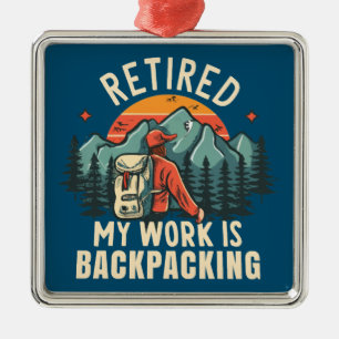 Ornement Carré Argenté Retraité Mon travail est le retour