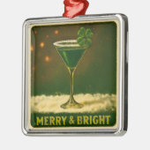 Ornement Carré Argenté Retro 50s 4 Leaf Clover Irish Christmas Martini (Gauche)