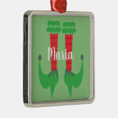 Ornement Carré Argenté Retro Cute Elf pieds talons Noël présent (Droite)