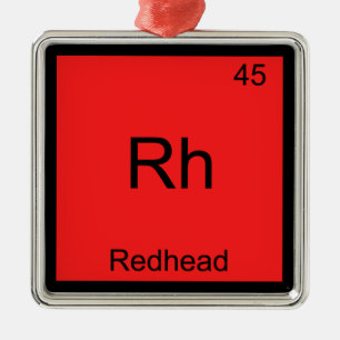 Ornement Carré Argenté Rh - Cheveux Roux Chimie Symbole du tableau périod